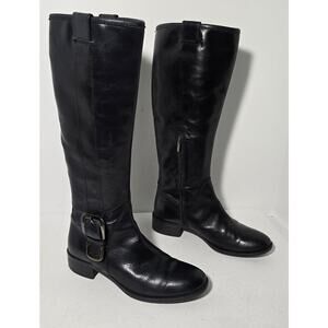 Donna Piu Black Leather Women's Riding Tall Boots Size 37 US 7-7.5